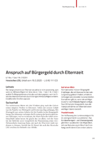 Dokument Anspruch auf Bürgergeld durch Elternzeit