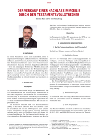 Dokument Der Verkauf einer Nachlassimmobilie durch den Testamentsvollstrecker