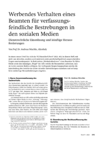 Dokument Werbendes Verhalten eines Beamten für verfassungsfeindliche Bestrebungen in den sozialen Medien