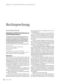 Dokument Disziplinarrechtliche Einordnung von Chat-Verhaltensweisen