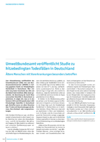 Dokument Umweltbundesamt veröffentlicht Studie zu hitzebedingten Todesfällen in Deutschland