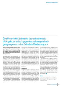 Dokument Ölraffinerie PCK Schwedt: Deutsche Umwelthilfe geht juristisch gegen Ausnahmegenehmigung wegen zu hoher Schadstoffbelastung vor