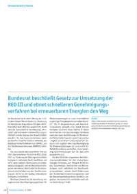 Dokument Bundesrat beschließt Gesetz zur Umsetzung der RED III und ebnet schnelleren Genehmigungsverfahren bei erneuerbaren Energien den Weg