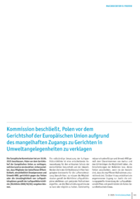 Dokument Kommission beschließt, Polen vor dem Gerichtshof der Europäischen Union aufgrund des mangelhaften Zugangs zu Gerichten in Umweltangelegenheiten zu verklagen