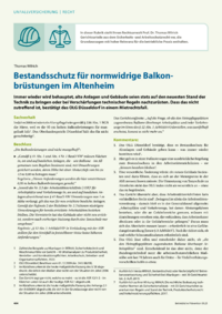 Dokument Bestandsschutz für normwidrige Balkonbrüstungen im Altenheim