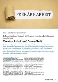 Dokument Prekäre Arbeit und Gesundheit