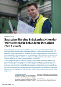 Dokument Bausteine für eine Brückenfunktion der Werkstätten für behinderte Menschen (Teil 1 von 2)