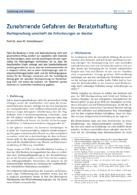 Dokument Zunehmende Gefahren der Beraterhaftung