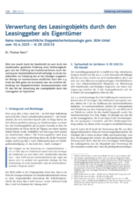Dokument Verwertung des Leasingobjekts durch den Leasinggeber als Eigentümer
