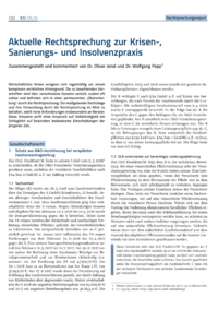 Dokument Aktuelle Rechtsprechung zur Krisen-, Sanierungs- und Insolvenzpraxis