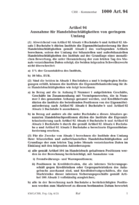 Dokument Artikel 94 Ausnahme für Handelsbuchtätigkeiten von geringem Umfang