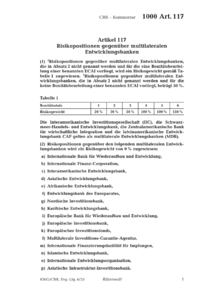 Dokument Artikel 117 Risikopositionen gegenüber multilateralen Entwicklungsbanken