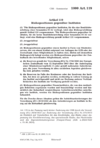 Dokument Artikel 119 Risikopositionen gegenüber Instituten