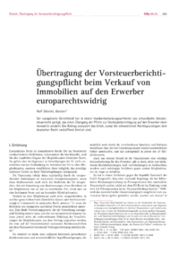 Dokument Übertragung der Vorsteuerberichtigungspflicht beim Verkauf von Immobilien auf den Erwerber europarechtswidrig
