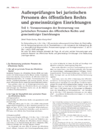 Dokument Außenprüfungen bei juristischen Personen des öffentlichen Rechts und gemeinnützigen Einrichtungen – Teil 1