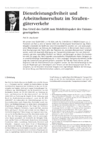Dokument Dienstleistungsfreiheit und Arbeitnehmerschutz im Straßengüterverkehr