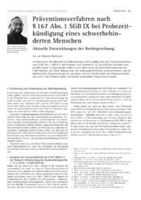 Dokument Präventionsverfahren nach § 167 Abs. 1 SGB IX bei Probezeitkündigung eines schwerbehinderten Menschen