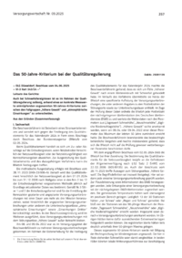Dokument OLG Düsseldorf: Das 50-Jahre-Kriterium bei der Qualitätsregulierung
