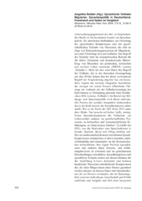 Dokument Angelika Redder (Hg.): Sprachliche Teilhabe Migrierter. Sprachenpolitik in Deutschland, Frankreich und Italien im Vergleich