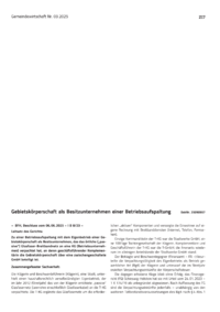 Dokument Gebietskörperschaft als Besitzunternehmen einer Betriebsaufspaltung