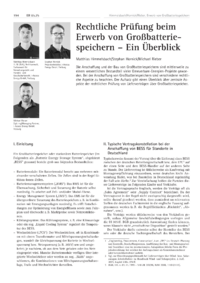 Dokument Rechtliche Prüfung beim Erwerb von Großbatteriespeichern – Ein Überblick