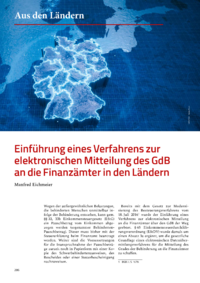 Dokument Einf&uuml;hrung eines Verfahrens zur elektronischen Mitteilung des GdB an die Finanz&auml;mter in den L&auml;ndern