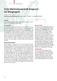 Dokument Trotz Wohnsitzversto&szlig; Anspruch auf B&uuml;rgergeld