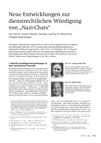 Dokument Neue Entwicklungen zur dienstrechtlichen Würdigung von „Nazi-Chats“