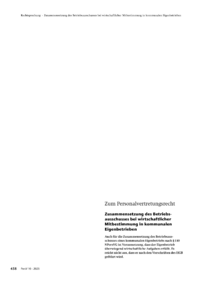 Dokument Zusammensetzung des Betriebsausschusses bei wirtschaftlicher Mitbestimmung in kommunalen Eigenbetrieben