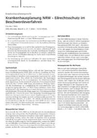 Dokument Krankenhausplanung NRW – Eilrechtsschutz im Beschwerdeverfahren