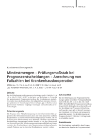 Dokument Mindestmengen – Prüfungsmaßstab bei Prognoseentscheidungen – Anrechnung von Fallzahlen bei Krankenhauskooperation