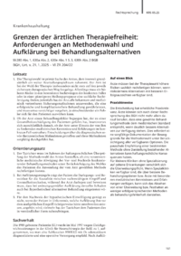 Dokument Grenzen der ärztlichen Therapiefreiheit: Anforderungen an Methodenwahl und Aufklärung bei Behandlungsalternativen
