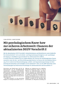 Dokument Mit psychologischem Know-how zur sicheren Arbeitswelt: Chancen der aktualisierten DGUV Vorschrift 2