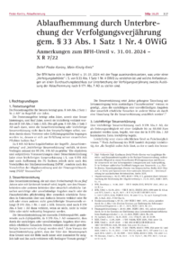 Dokument Ablaufhemmung durch Unterbrechung der Verfolgungsverjährung gem. § 33 Abs. 1 Satz 1 Nr. 4 OWiG