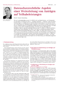 Dokument Datenschutzrechtliche Aspekte einer Weiterleitung von Anträgen auf Teilhabeleistungen