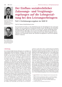 Dokument Der Einfluss sozialrechtlicher Zulassungs- und Vergütungsregelungen auf die Lohngestaltung bei den Leistungserbringern