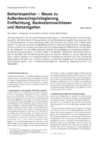 Dokument Batteriespeicher – Neues zu Außenbereichsprivilegierung, Entflechtung, Baukostenzuschüssen und Netzentgelten