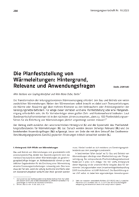 Dokument Die Planfeststellung von Wärmeleitungen: Hintergrund, Relevanz und Anwendungsfragen