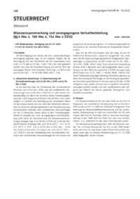 Dokument Bilanzenzusammenhang und vorangegangene Verlustfeststellung (§§ 4 Abs. 2, 10d Abs. 4, 15a Abs. 4 EStG)