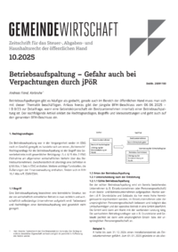 Dokument Betriebsaufspaltung – Gefahr auch bei Verpachtungen durch jPöR
