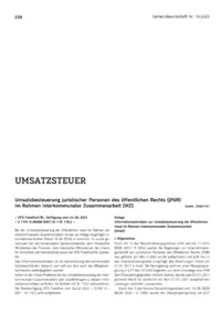 Dokument Umsatzbesteuerung juristischer Personen des öffentlichen Rechts (jPöR) im Rahmen interkommunaler Zusammenarbeit (IKZ)