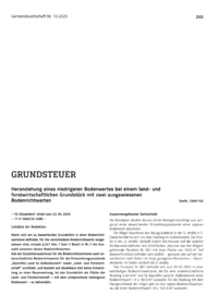 Dokument Heranziehung eines niedrigeren Bodenwertes bei einem land- und forstwirtschaftlichen Grundstück mit zwei ausgewiesenen Bodenrichtwerten
