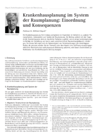 Dokument Krankenhausplanung im System der Raumplanung: Einordnung und Konsequenzen