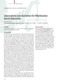 Dokument Übernahme von Darlehen für Mietkosten durch Jobcenter