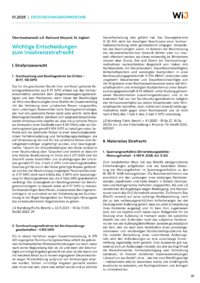 Dokument Wichtige Entscheidungen zum Insolvenzstrafrecht
