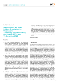 Dokument Die Reichweite des ne bis in idem-Grundsatzes im Unionsrecht – Anmerkung zur Entscheidung des EuGH C-27/22 vom 14. September 2023