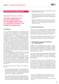 Dokument Versicherungsschutz im Ermittlungsverfahren – Handlungsempfehlungen zur optimalen Kosten- und Schadenkompensation
