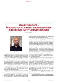 Dokument BRAO-Reform 2022 – Änderung der Pflichtversicherungssummen in der Berufs-Haftpflichtversicherung