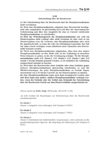 Dokument § 44 Entscheidung über die Beschwerde