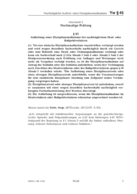 Dokument § 45 Aufhebung einer Disziplinarmaßnahme bei nachträglichem Straf- oder Bußgeldverfahren